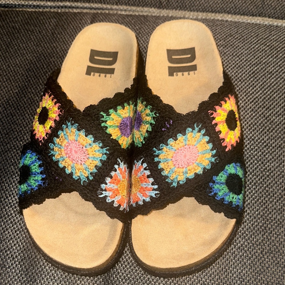 Dirty Laundry Multicolor Crochet Slide Sandals